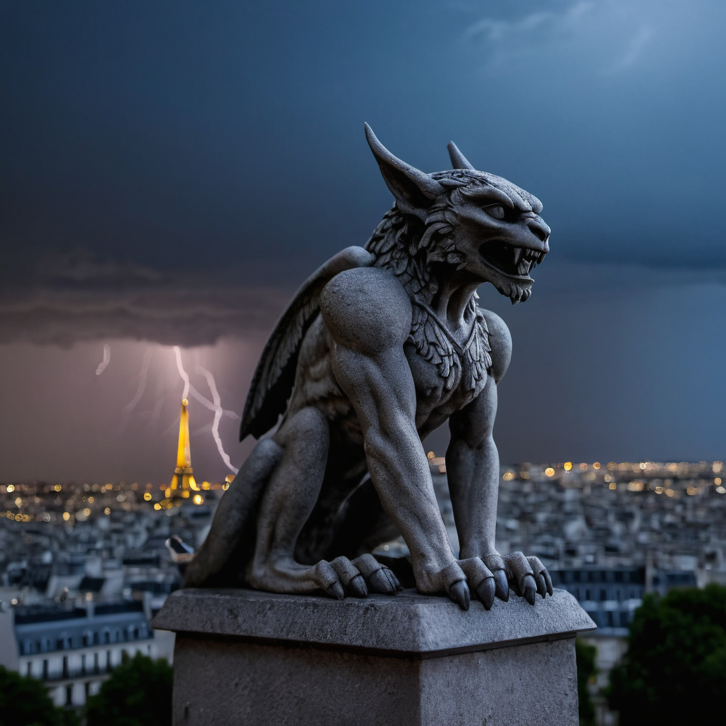 00032-3590190279-In an evening portrait taken with a Canon EOS M50 Mark II, an intricately detailed stone gargoyle with sharp claws overlooks Par.png